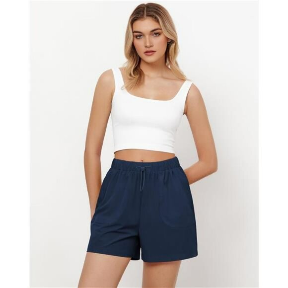 Womens High Waisted Athletic Shorts Quick Dry Running Hiking Gym With Pockets - Picture 4 of 7